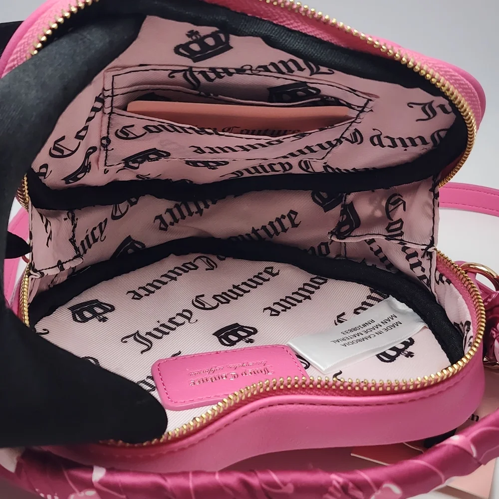 Juicy Couture Pink Quilted Heart Crossbody Bag NWT Gold Studs & JC Logo